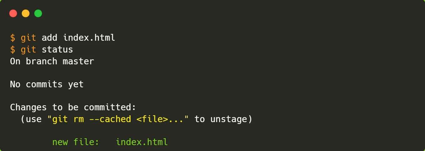 Output of git-add
